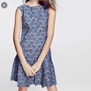 J Crew Palm Tree Drop Waist Navy Dress. EUC. $29.99